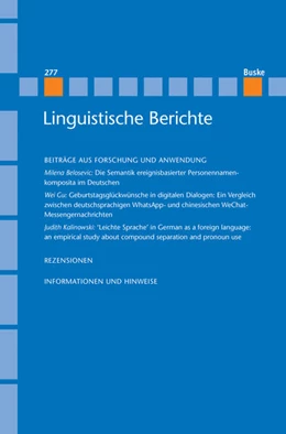 Abbildung von Steinbach / Meister | Linguistische Berichte Heft 277 | 1. Auflage | 2024 | beck-shop.de