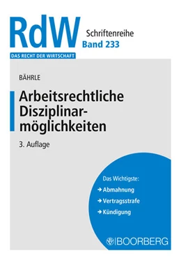 Abbildung von Bährle | Arbeitsrechtliche Disziplinarmöglichkeiten | 3. Auflage | 2023 | beck-shop.de