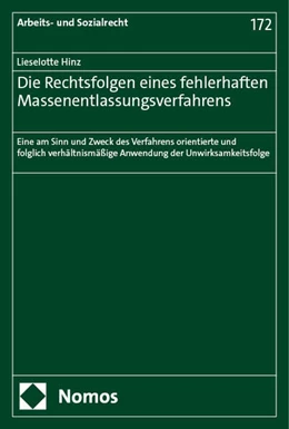 Abbildung von Hinz | Die Rechtsfolgen eines fehlerhaften Massenentlassungsverfahrens | 1. Auflage | 2024 | beck-shop.de