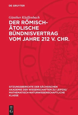 Abbildung von Klaffenbach | Der römisch-ätolische Bündnisvertrag vom Jahre 212 V. Chr. | 1. Auflage | 1954 | beck-shop.de