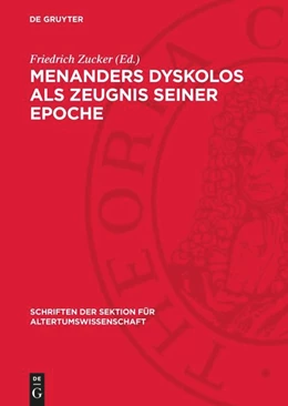 Abbildung von Zucker | Menanders Dyskolos als Zeugnis seiner Epoche | 1. Auflage | 1965 | beck-shop.de