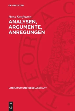 Abbildung von Kaufmann | Analysen, Argumente, Anregungen | 1. Auflage | 1974 | beck-shop.de