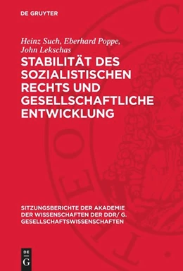 Abbildung von Stabilität des sozialistischen Rechts und gesellschaftliche Entwicklung | 1. Auflage | 1976 | beck-shop.de