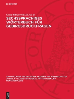 Abbildung von Bilkenroth / Schmidt | Sechssprachiges Wörterbuch für Gebirgsdruckfragen | 1. Auflage | 1965 | 1965,1 | beck-shop.de