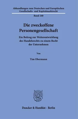 Abbildung von Obermann | Die zweckoffene Personengesellschaft | 1. Auflage | 2024 | 240 | beck-shop.de