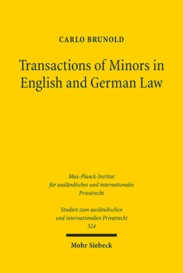 Abbildung von Brunold | Transactions of Minors in English and German Law | 1. Auflage | 2024 | 524 | beck-shop.de