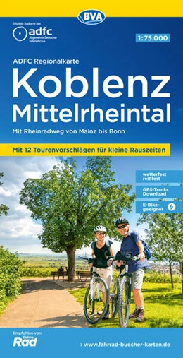 Abbildung von Allgemeiner Deutscher Fahrrad-Club e. V. (ADFC) / BVA BikeMedia GmbH | ADFC-Regionalkarte Koblenz Mittelrheintal, 1:75.000, mit Tagestourenvorschlägen, reiß- und wetterfest, E-Bike-geeignet, GPS-Tracks-Download | 4. Auflage | 2025 | beck-shop.de