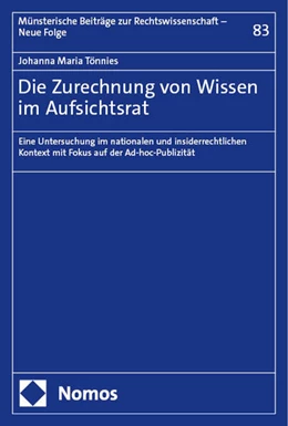 Abbildung von Tönnies | Die Zurechnung von Wissen im Aufsichtsrat | 1. Auflage | 2024 | beck-shop.de