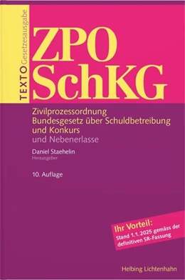 Abbildung von Staehelin | Texto ZPO/SchKG | 10. Auflage | 2024 | beck-shop.de