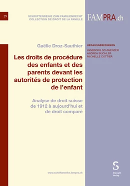 Abbildung von Droz-Sauthier | Les droits de procédure des enfants et des parents devant les autorités de protection de l'enfant | 1. Auflage | 2024 | beck-shop.de