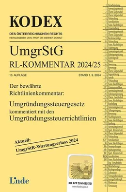 Abbildung von Wellinger / Doralt | KODEX Umgründungssteuergesetz-Richtlinienkommentar 2024/25 | 13. Auflage | 2024 | beck-shop.de