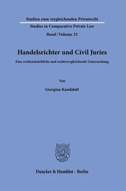 Abbildung von Kandalaft | Handelsrichter und Civil Juries | 1. Auflage | 2024 | beck-shop.de