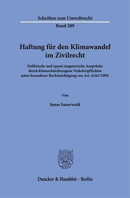 Abbildung von Sauerwald | Haftung für den Klimawandel im Zivilrecht | 1. Auflage | 2024 | 209 | beck-shop.de