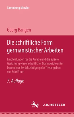 Abbildung von Bangen | Die schriftliche Form germanistischer Arbeiten | 1. Auflage | 2024 | beck-shop.de