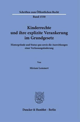 Abbildung von Lemmert | Kinderrechte und ihre explizite Verankerung im Grundgesetz | 1. Auflage | 2024 | beck-shop.de