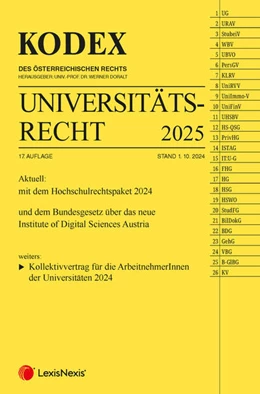 Abbildung von Doralt | KODEX Universitätsrecht 2025 | 17. Auflage | 2024 | beck-shop.de