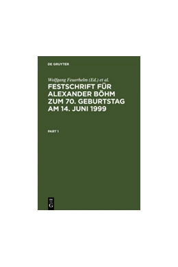 Abbildung von Feuerhelm / Schwind | Festschrift für Alexander Böhm zum 70. Geburtstag am 14. Juni 1999 | 1. Auflage | 1999 | beck-shop.de