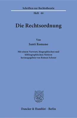 Abbildung von Romano / Schnur | Die Rechtsordnung. | 1. Auflage | 1975 | 44 | beck-shop.de