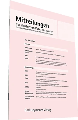 Abbildung von Vorstand der Patentanwaltskammer (Hrsg.) | Mitteilungen der deutschen Patentanwälte • MdP | 109. Auflage | 2024 | beck-shop.de