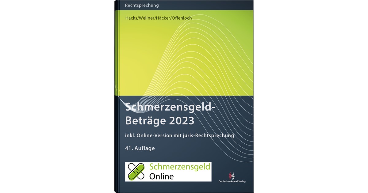 Hacks / Wellner SchmerzensgeldBeträge 2023 41. Auflage 2022