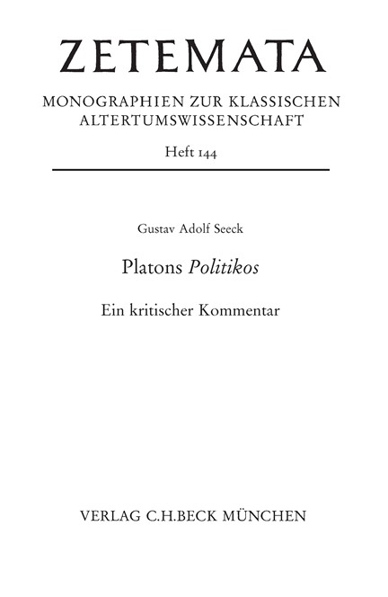 Cover: Gustav Adolf Seeck, Platons Politikos