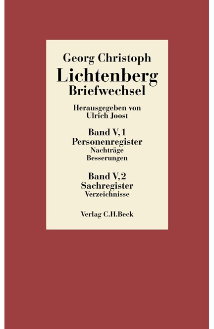 Cover: Georg Christoph Lichtenberg, Lichtenberg, Briefwechsel: Register