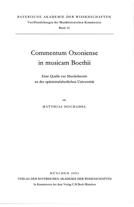 Cover: , Commentum Oxoniense in musicam Boethii