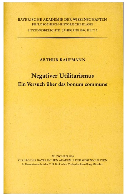 Cover: , Negativer Utilitarismus