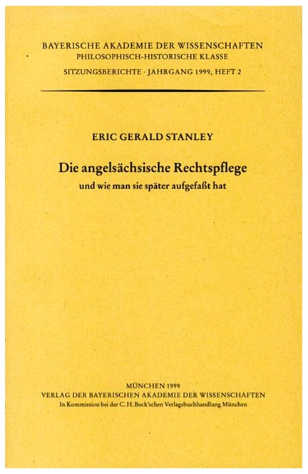 Cover: Eric Gerald Stanley, Die angelsächsische Rechtspflege