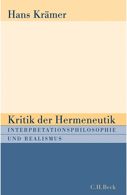 Cover: Hans Krämer, Kritik der Hermeneutik