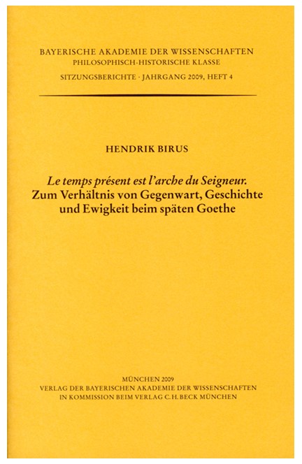 Cover: Hendrik Birus, 'Le temps présent est l'arche du Seigneur'