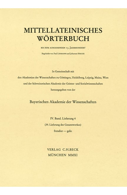 Cover: , Mittellateinisches Wörterbuch  39. Lieferung (frendor - gelo)
