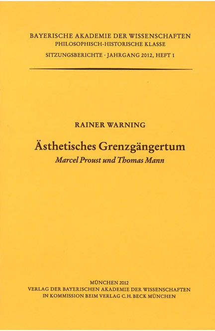 Cover: Rainer Warning, Ästhetisches Grenzgängertum