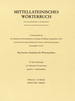 Abbildung von Mittellateinisches Wörterbuch 41. Lieferung (gratuitus - hebdomadarius) | 1. Auflage | 2012 | beck-shop.de
