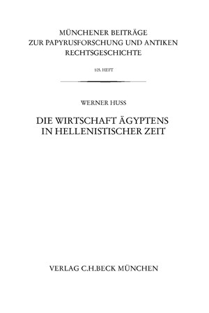 Cover: Werner Huß, Münchener Beiträge zur Papyrusforschung Heft 105