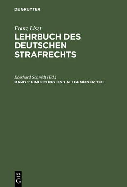 Abbildung von Liszt / Schmidt | Einleitung und Allgemeiner Teil | 26. Auflage | 2012 | beck-shop.de