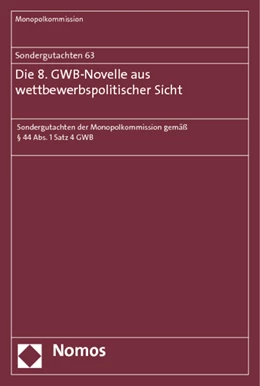 Abbildung von Sondergutachten 63: Die 8. GWB-Novelle aus wettbewerbspolitischer Sicht | 1. Auflage | 2012 | 63 | beck-shop.de