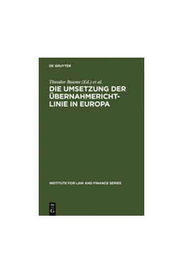 Abbildung von Baums / Cahn | Die Umsetzung der Übernahmerichtlinie in Europa | 1. Auflage | 2011 | beck-shop.de