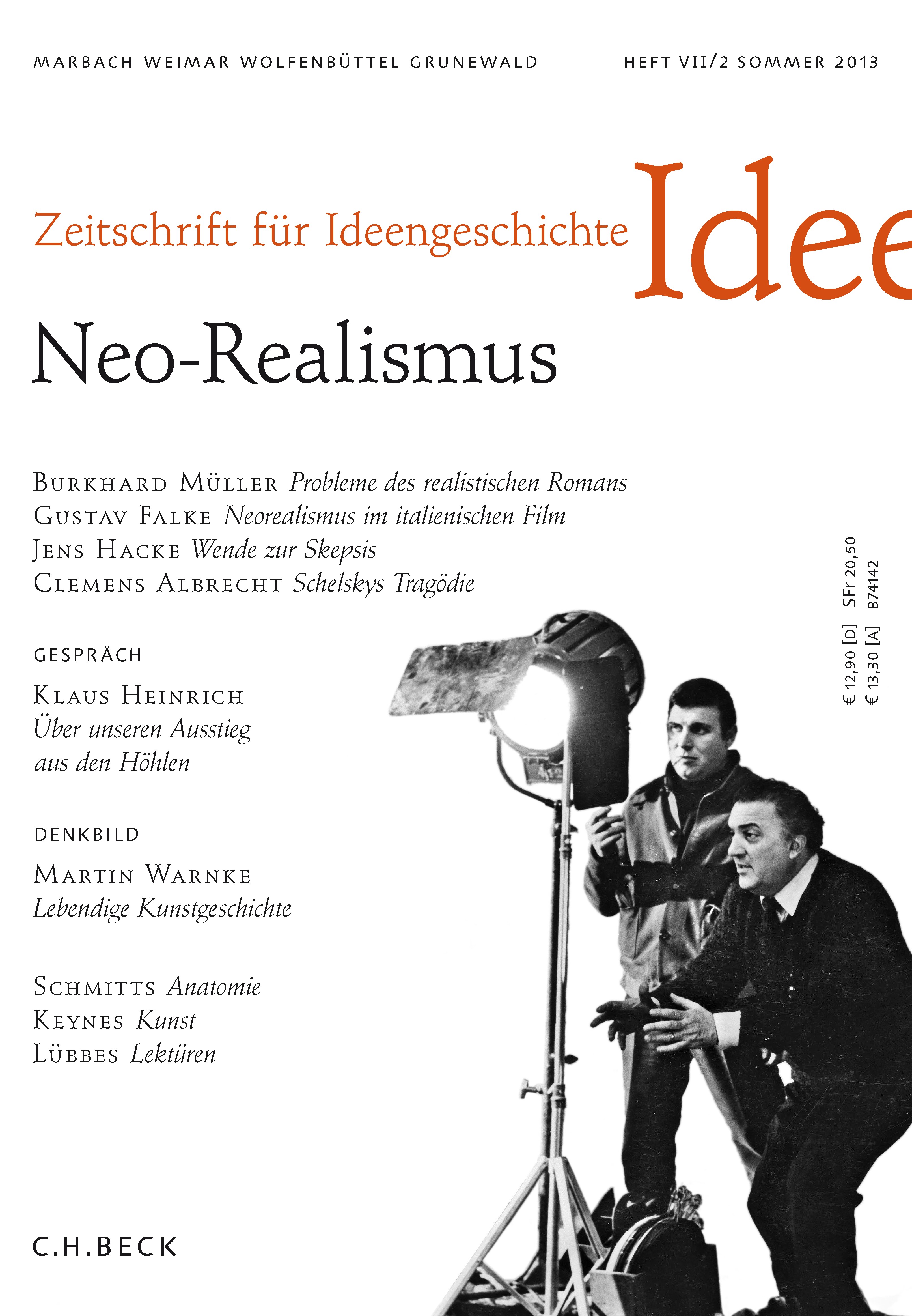 Cover:, Zeitschrift für Ideengeschichte Heft VII/2 Sommer 2013