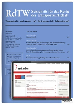 Abbildung von RdTW • Zeitschrift für das Recht der Transportwirtschaft | 6. Auflage | 2023 | beck-shop.de
