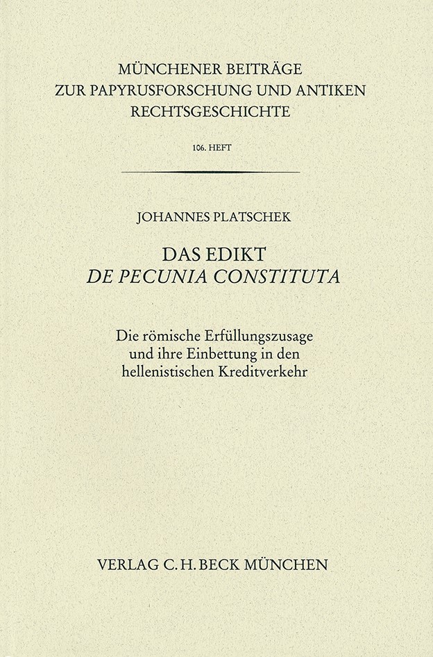 Cover: Platschek, Johannes, Münchener Beiträge zur Papyrusforschung Heft 106