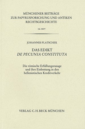 Cover: Johannes Platschek, Münchener Beiträge zur Papyrusforschung Heft 106