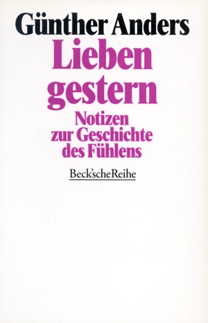 Cover: Günther Anders, Lieben gestern