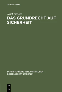 Abbildung von Isensee | Das Grundrecht auf Sicherheit | 1. Auflage | 2012 | beck-shop.de