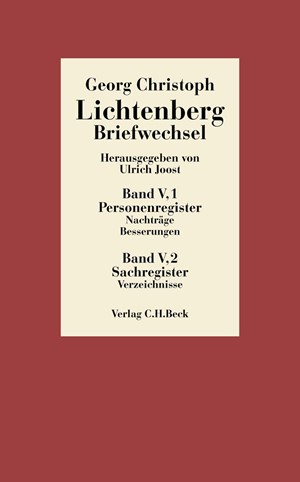 Cover: Georg Christoph Lichtenberg, Lichtenberg, Briefwechsel: Register