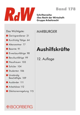 Abbildung von Marburger | Aushilfskräfte | 13. Auflage | 2013 | 178 | beck-shop.de