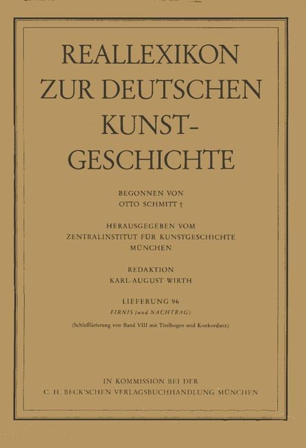 Cover: Schmitt, Otto, Reallexikon Dt. Kunstgeschichte  96. Lieferung: Firnis