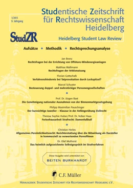 Abbildung von StudZR Heidelberg e.V. (Hrsg.) | Studentische Zeitschrift für Rechtswissenschaft Heidelberg | 1. Auflage | 2013 | beck-shop.de