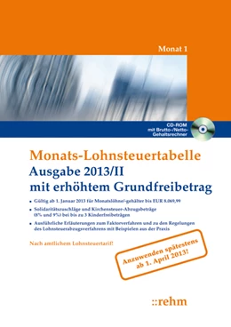 Abbildung von Monats-Lohnsteuertabelle 2013/II mit erhöhtem Grundfreibetrag | 1. Auflage | 2013 | beck-shop.de
