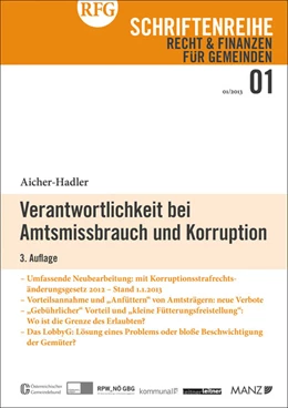 Abbildung von Aicher-Hadler | Verantwortlichkeit bei Amtsmissbrauch und Korruption 3.Auflage | 3. Auflage | 2013 | beck-shop.de